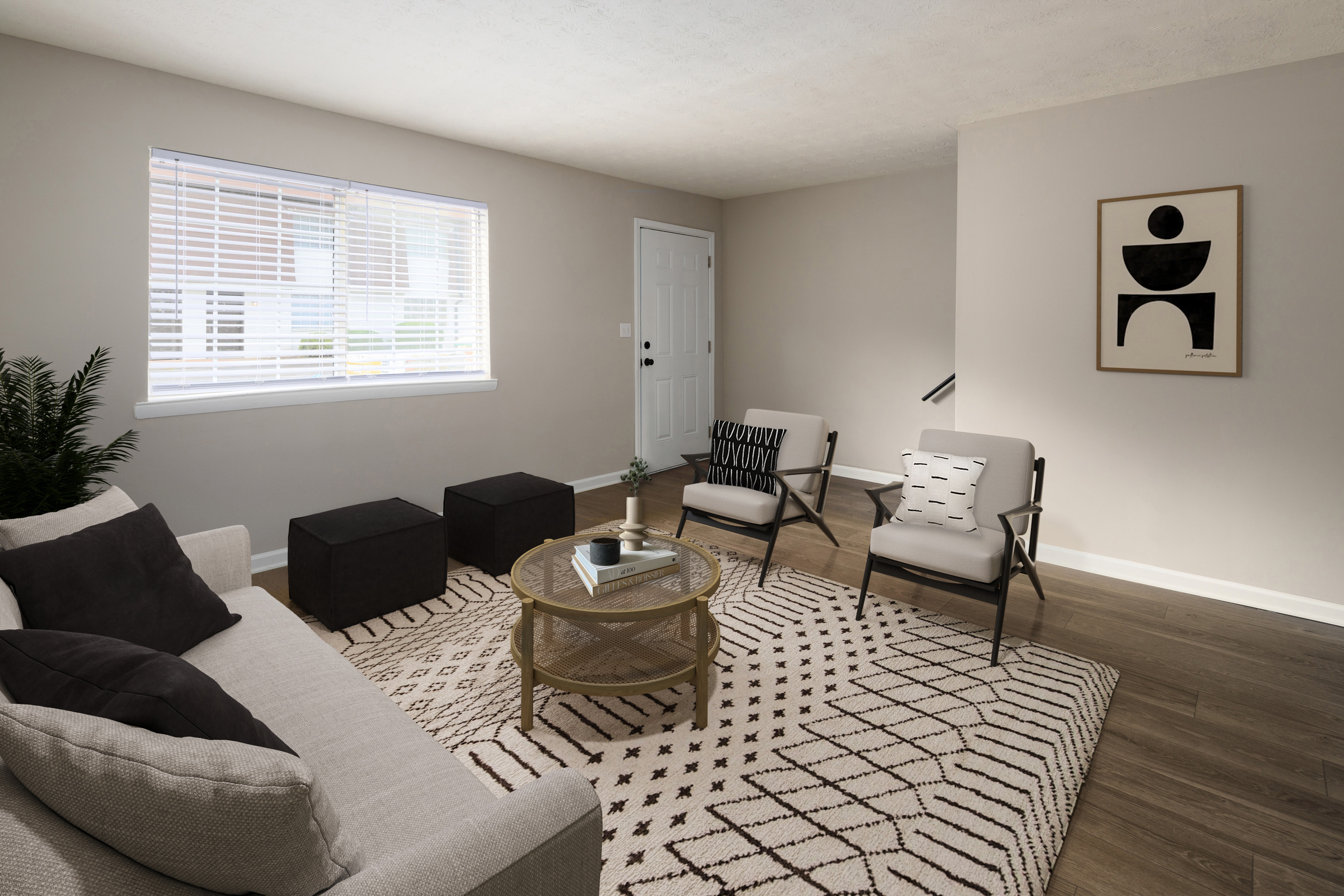 modern living room IN The Aviator Apartments. In Atlanta's Princeton Lakes